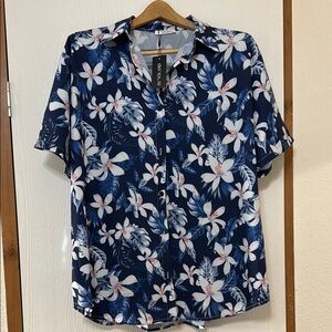 Navy Floral Button Down Shirt